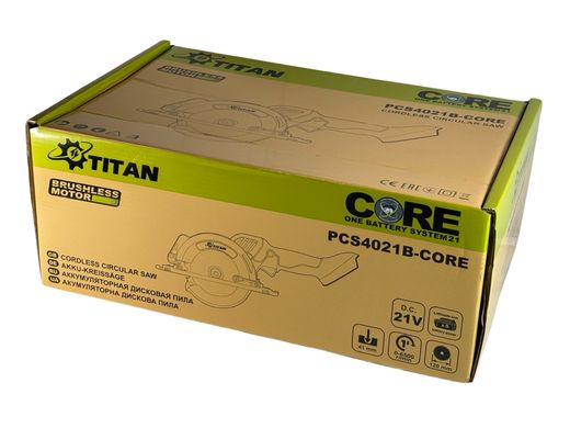 Дисковая пила аккумуляторная TITAN PCS4021B-CORE