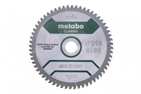 Пильные диски «multi cut», качество «classic», для полустационарных дисковых пил 216 x 2.4 x 30 мм