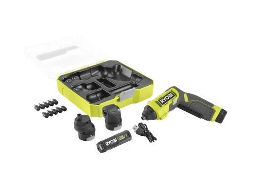Викрутка акумуляторна USB 4В, 5Нм, батарея 2Ач, 2 насадки, Ryobi. RSD4-120TA2