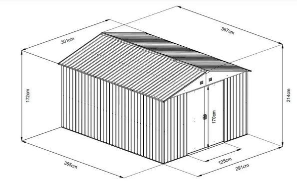 Садовий будинок HECHT 12X10 PLUS, 355&times;301&times;214 см, метал 0.3 мм