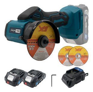 Аккумуляторный резак PROFI-TEC PWS7620 2&times;2.0 Ач, ЗУ, коробка, 2 диска, кожух