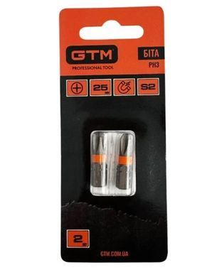 Бита GTM PH3 25 мм 2 шт S2, Phillips, магнитная, хвостовик 1/4"