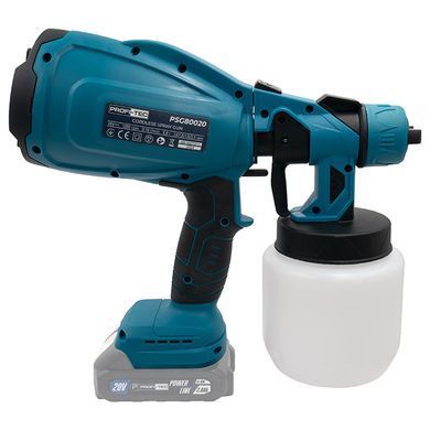 Краскопульт PROFI-TEC PSG80020 2&times;2.0 Ач, ЗУ, коробка, сопла 1.0/1.8/2.5 мм