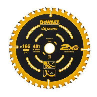 Пильный диск 165x20мм DeWALT DT10301