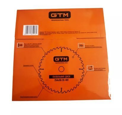 Диск пильный GTM 254x30 z=40, по дереву