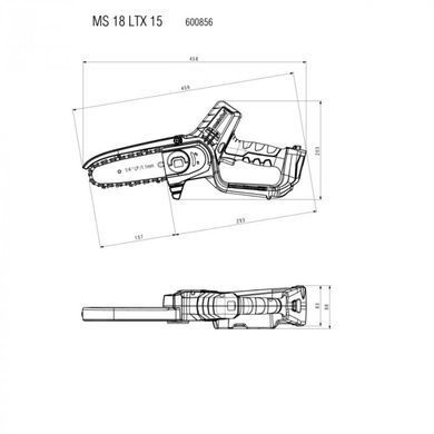 Акумуляторна міні-пила Metabo MS 18 LTX 15, 18 В, шина 15 см, 5 м/с