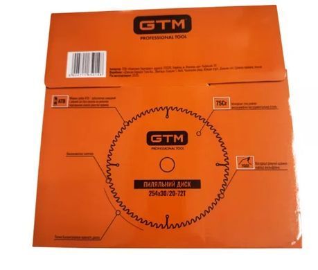 Диск пильный GTM 254x30 z=72, по дереву