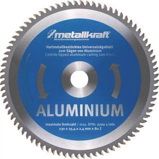 Пильный диск по алюминию Metallkraft &mdash; &Oslash;230&times;2,4&times;25,4 мм, Z80 (Япония)