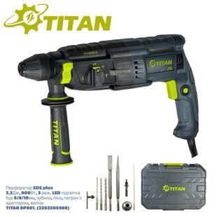 Перфоратор SDS-Plus TITAN BP801 800 Вт, 3.3 Дж, 3 режима, LED-подсветка