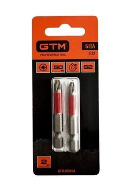 Бита GTM PZ2 50 мм 2 шт S2, Pozidriv, магнитная, хвостовик 1/4"