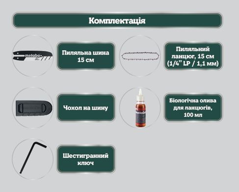 Акумуляторна ланцюгова пила Metabo MS 18 LTX 15
