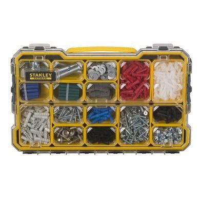 Органайзер 2/3 мілкий з прозорою кришкою Stanley "Fatmax Pro"; 14 лотків, 43х 27х 6,4 см