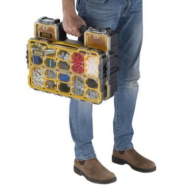 Органайзер 2/3 мілкий з прозорою кришкою Stanley "Fatmax Pro"; 14 лотків, 43х 27х 6,4 см