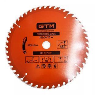 Диск пиляльний GTM 305x30 z=48, по дереву