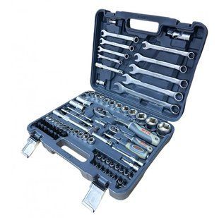 Набір інструментів GTM GTS-082 82 предмети 1/4"-1/2" CrV, тріскачки 72T, ключі 8&ndash;22 мм