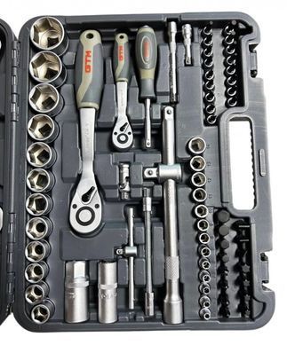 Набір інструментів GTM GTS-082 82 предмети 1/4"-1/2" CrV, тріскачки 72T, ключі 8&ndash;22 мм