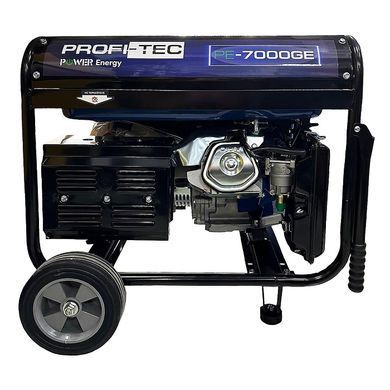Бензиновый генератор PROFI-TEC PE-7000GE, 220 В, 6.5 кВт, ручной + электростартер, 100% медь