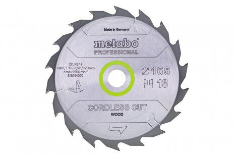 Пильные диски «cordless cut wood», качество «professional», для ручных дисковых пил 165 x 1.6 x 20 мм