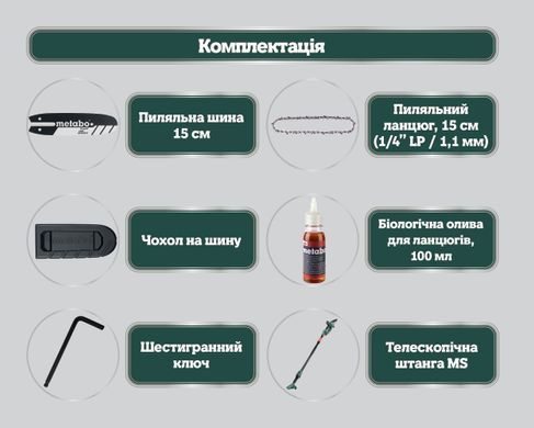 Акумуляторна ланцюгова пила Metabo MS 18 LTX 15 Set