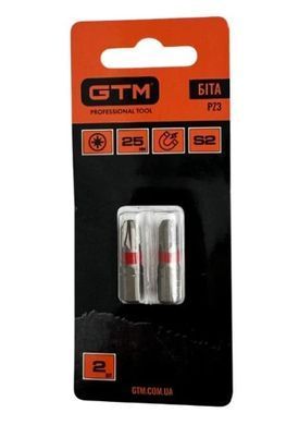 Бита GTM PZ3 25 мм 2 шт S2, Pozidriv, магнитная, хвостовик 1/4"