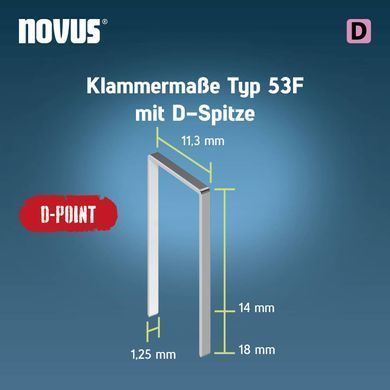 Скобы для степлера NOVUS STAPLES D 53F 14 мм D-Point (600 шт)