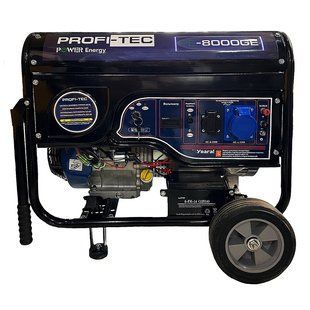 Бензиновый генератор PROFI-TEC PE-8000GE, 220 В, 7.5 кВт, ручной + электростартер