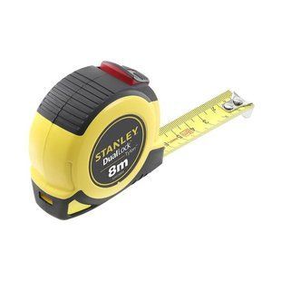 Рулетка STANLEY "TylonDualLock": L=8 м x 25 мм, сталева стрічка з покриттям Tylon, металева шкала