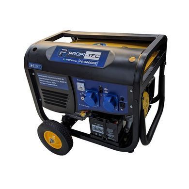 Бензиновый генератор PROFI-TEC PE-9000GE, 220 В, 8.0 кВт, ручной + электростартер