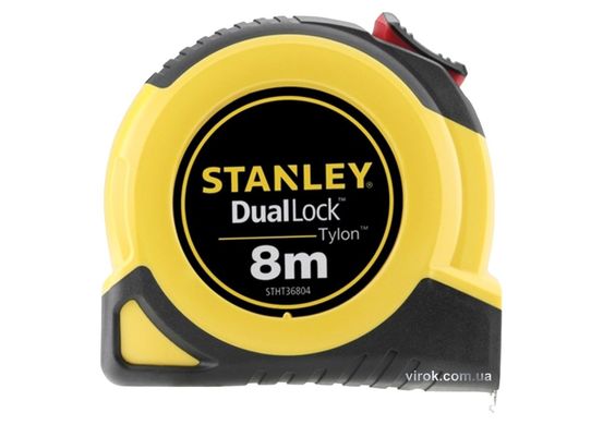 Рулетка STANLEY "TylonDualLock" : L= 8 м х 25 мм. сталева стрічка з tylon покриттям з мет. шкалою DW