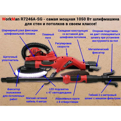 Шліфувальна машина для стін і стель Workman R7246A-SG