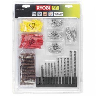 Набор сверл по камню и аксессуаров 213 шт., Ryobi. RAK213AB (5132002582)