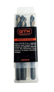 Сверло по металлу 10,0 мм GTM HSS M2 TiN, 5 шт