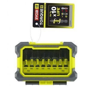 Набор ударопрочных бит 10 шт., 50 мм, Torque+, Ryobi. RAK10MSDI (5132003176) &mdash; (2&times;PZ2, 1&times;PZ3, 1&times;PH2, 1&times;PH3, 1&times;TX15, 2&times;TX20, 2&times;TX25, 1&times;TX30)