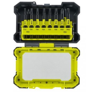 Набор ударопрочных бит 10 шт., 50 мм, Torque+, Ryobi. RAK10MSDI (5132003176) &mdash; (2&times;PZ2, 1&times;PZ3, 1&times;PH2, 1&times;PH3, 1&times;TX15, 2&times;TX20, 2&times;TX25, 1&times;TX30)