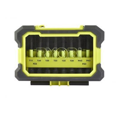 Набор ударопрочных бит 10 шт., 50 мм, Torque+, Ryobi. RAK10MSDI (5132003176) &mdash; (2&times;PZ2, 1&times;PZ3, 1&times;PH2, 1&times;PH3, 1&times;TX15, 2&times;TX20, 2&times;TX25, 1&times;TX30)