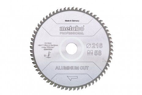 Пильные диски «aluminium cut», качество «professional», для полустационарных циркулярных пил 216 x 2.2 x 30 мм