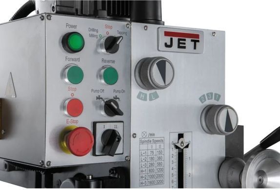 Фрезерно-сверлильный станок с редуктором JET JMD-40PFCT: 400 В, фрезы &Oslash;32 мм