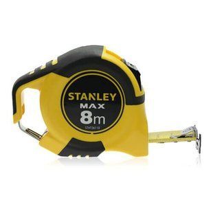Рулетка STANLEY "MAX" : 8 м х 25 мм, сталева стрічка, пластиковий корпус