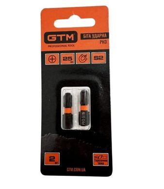 Бита ударная GTM PH3 25 мм 2 шт S2, торсионная, магнитная, хвостовик 1/4"