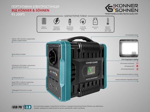 Портативна зарядна станція Konner&Sohnen KS 200PS