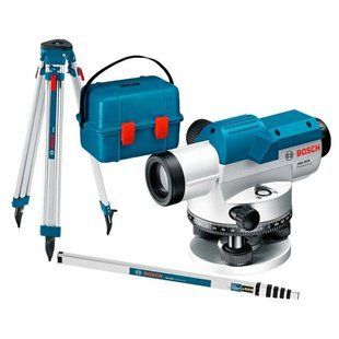 Оптичний нівелір Bosch GOL 20 D зі штативом і рейкою, 20x, до 60 м
