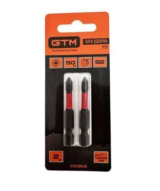 Біта ударна GTM PZ1 50 мм 2 шт S2, торсіонна, магнітна, хвостовик 1/4"