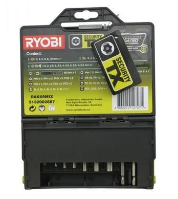 Набір біт та свердел 69 од., Ryobi. RAK69MiX (5132002687)