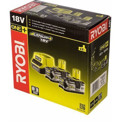 Набор 18В ONE+, зарядное 2А и батарея 5,0Ач (2 шт.), Ryobi. RC18120-250 (5133003364)
