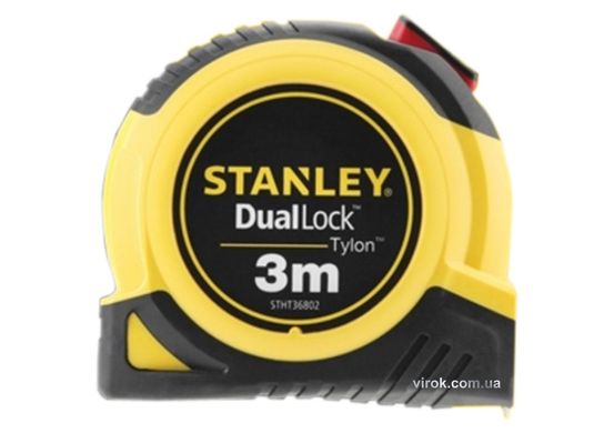 Рулетка STANLEY "TylonDualLock" : L= 3 м х 13 мм. сталева стрічка з tylon покриттям з мет. шкалою DW