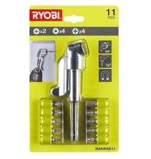 Набор бит с угловой насадкой, 1/4" (6,35 мм) HEX, Ryobi. RAKRAD11 (5132004834)