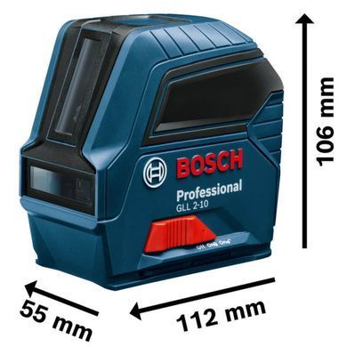 Лазерний нівелір Bosch GLL 2-10 Professional, 10 м, &plusmn;0.3 мм/м, червоний промінь