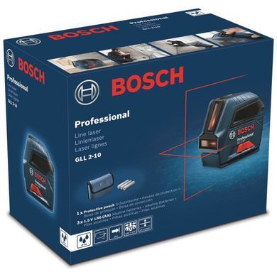 Лазерний нівелір Bosch GLL 2-10 Professional, 10 м, &plusmn;0.3 мм/м, червоний промінь