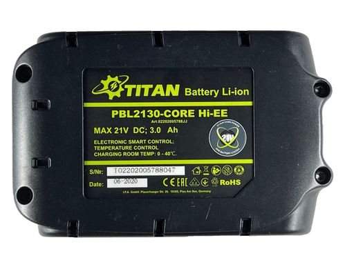 Батарея акумуляторна Li-ion 21В /3,0Ач. Samsung елементи. TITAN PBL2130-CORE HI EE