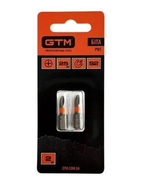 Бита GTM PH1 25 мм 2 шт Phillips, хвостовик 6.35 мм